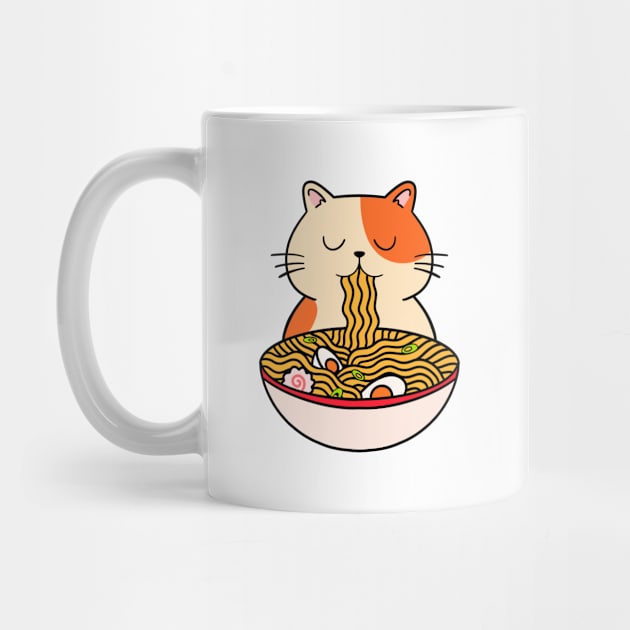 Cat Kawaii Eating Ramen Japanese Aesthetic by Trippycollage